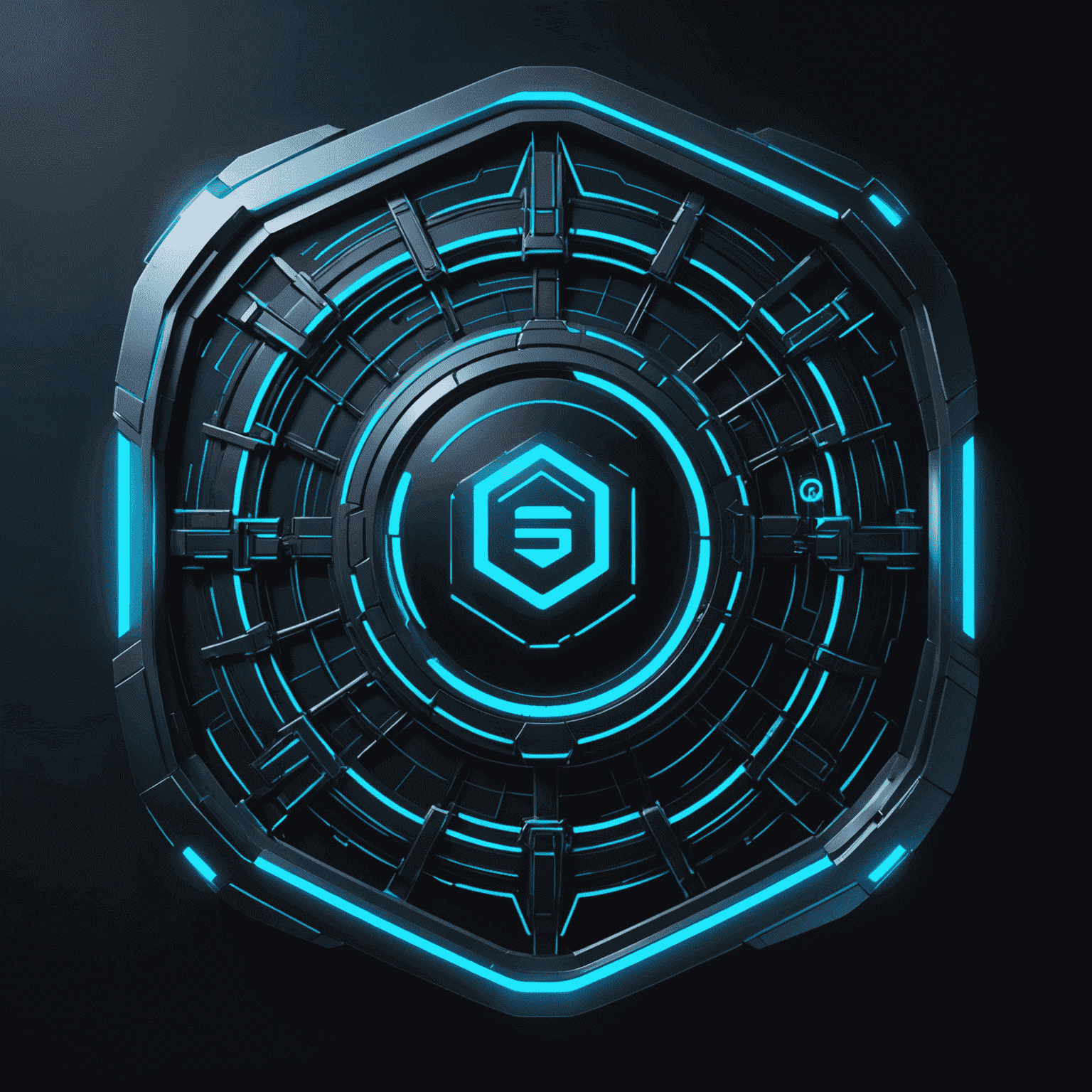 POEMS Platform logo - A futuristic cyber-grid design with glowing blue edges on a dark metallic background
