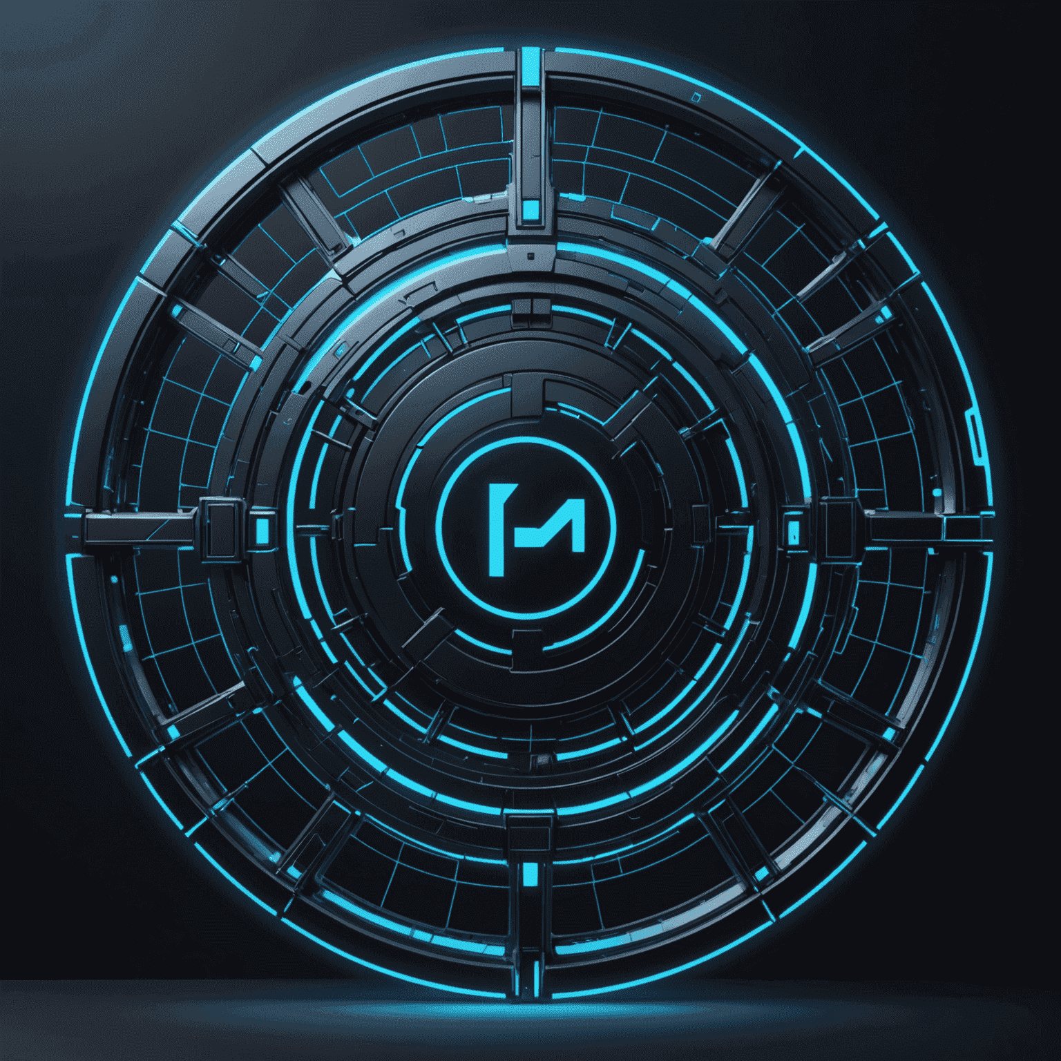 POEMS Platform logo - A futuristic cyber-grid design with glowing blue edges on a dark metallic background