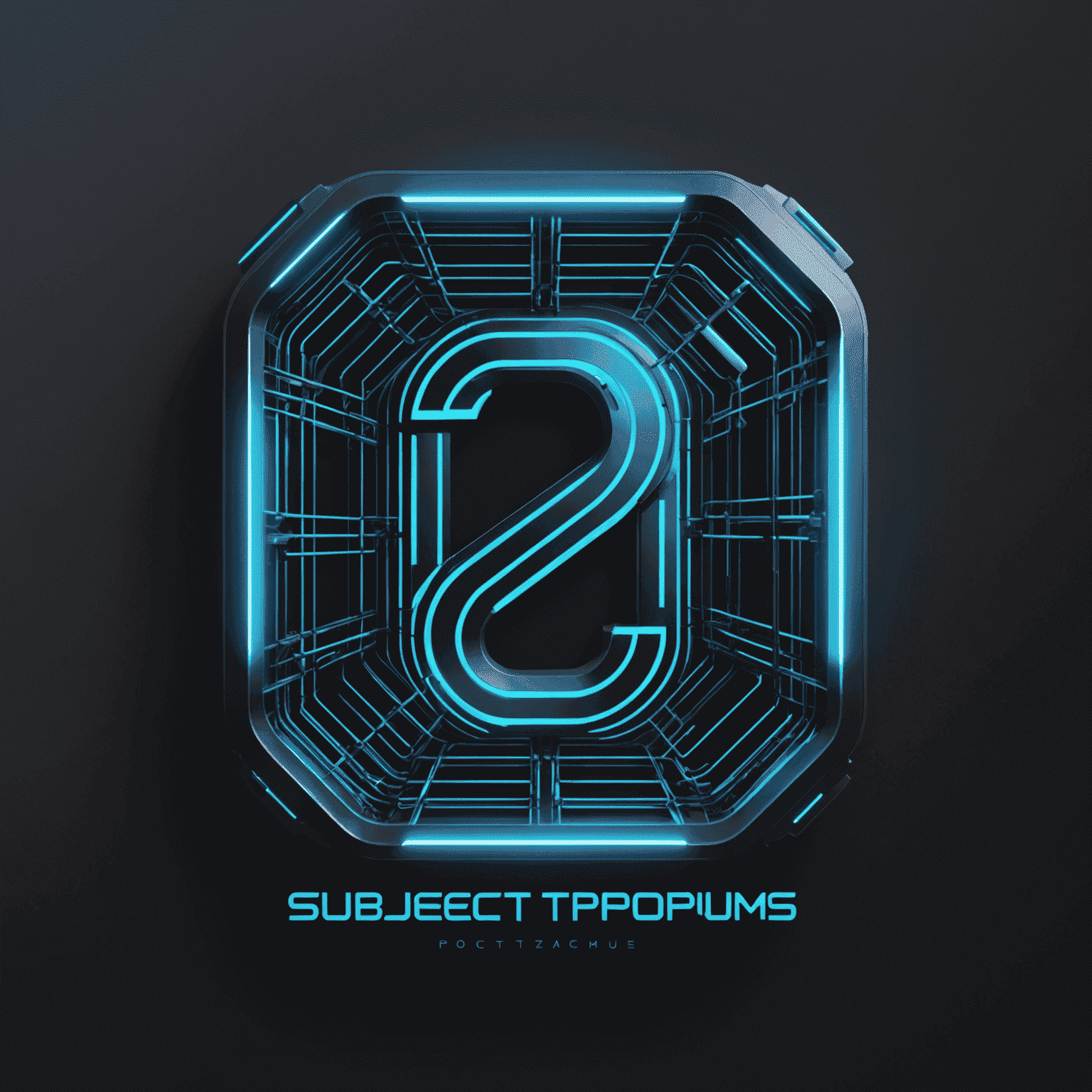 POEMS Platform logo - A futuristic cyber-grid design with glowing blue edges on a dark metallic background