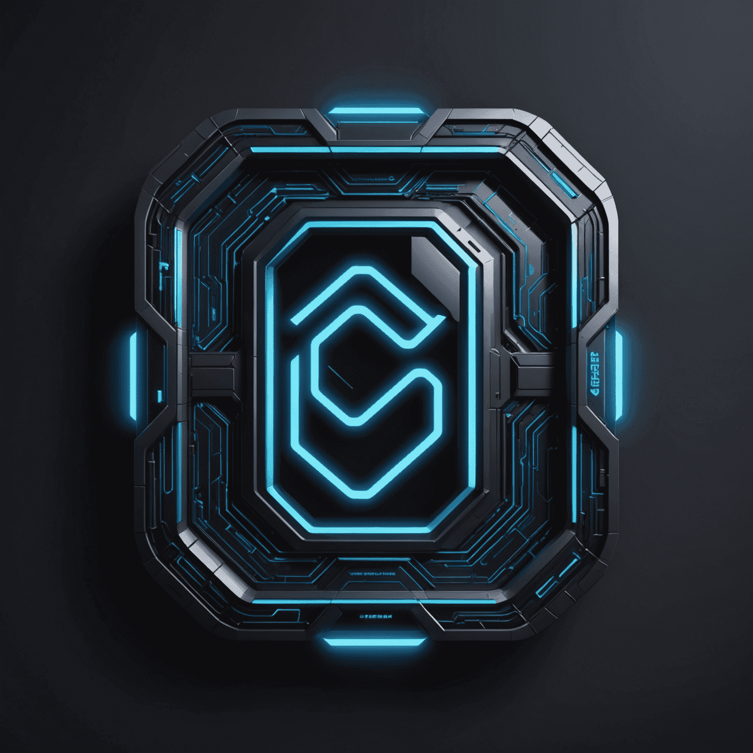 POEMS Platform logo - A futuristic cyber-grid design with glowing blue edges on a dark metallic background