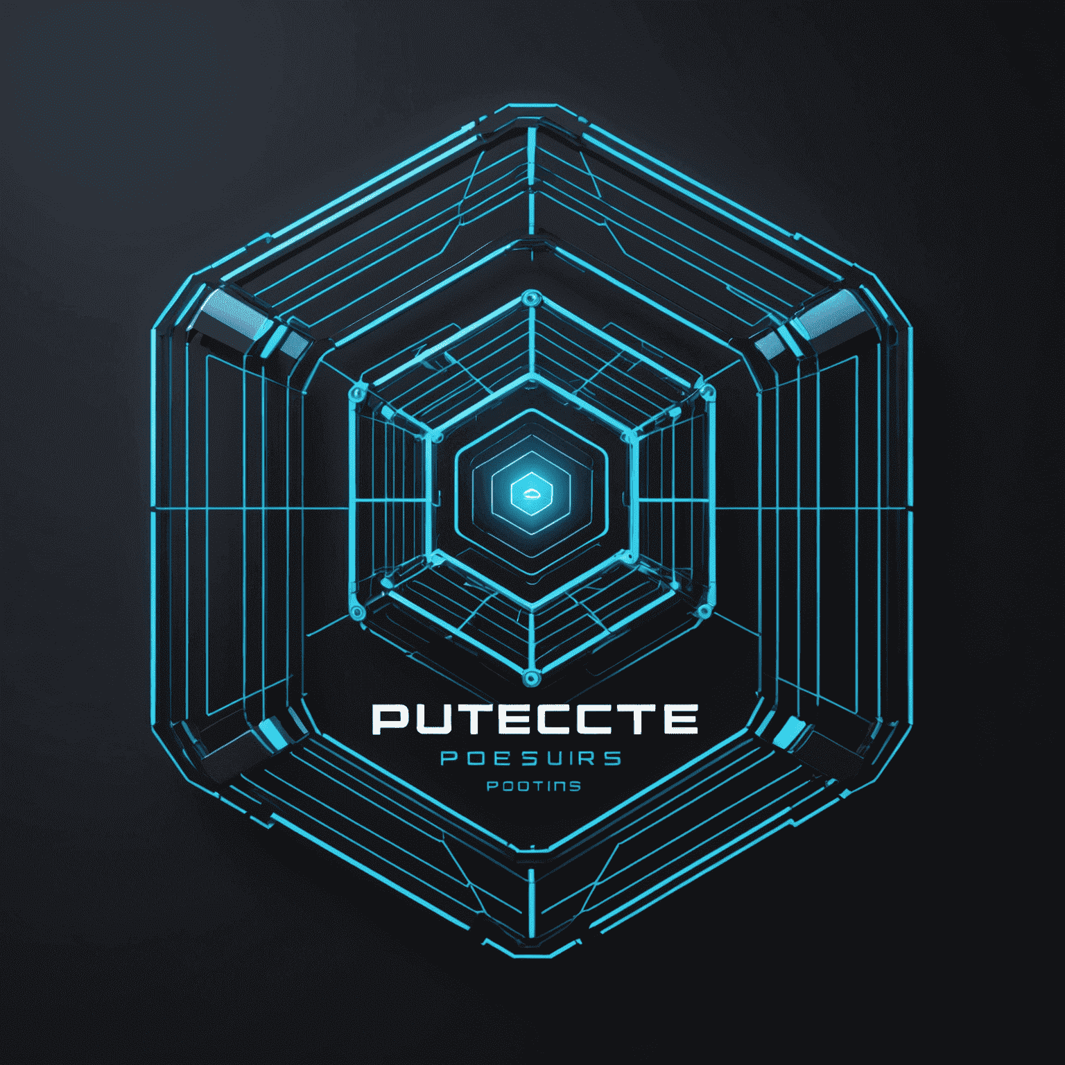 POEMS Platform logo - A futuristic cyber-grid design with glowing blue edges on a dark metallic background