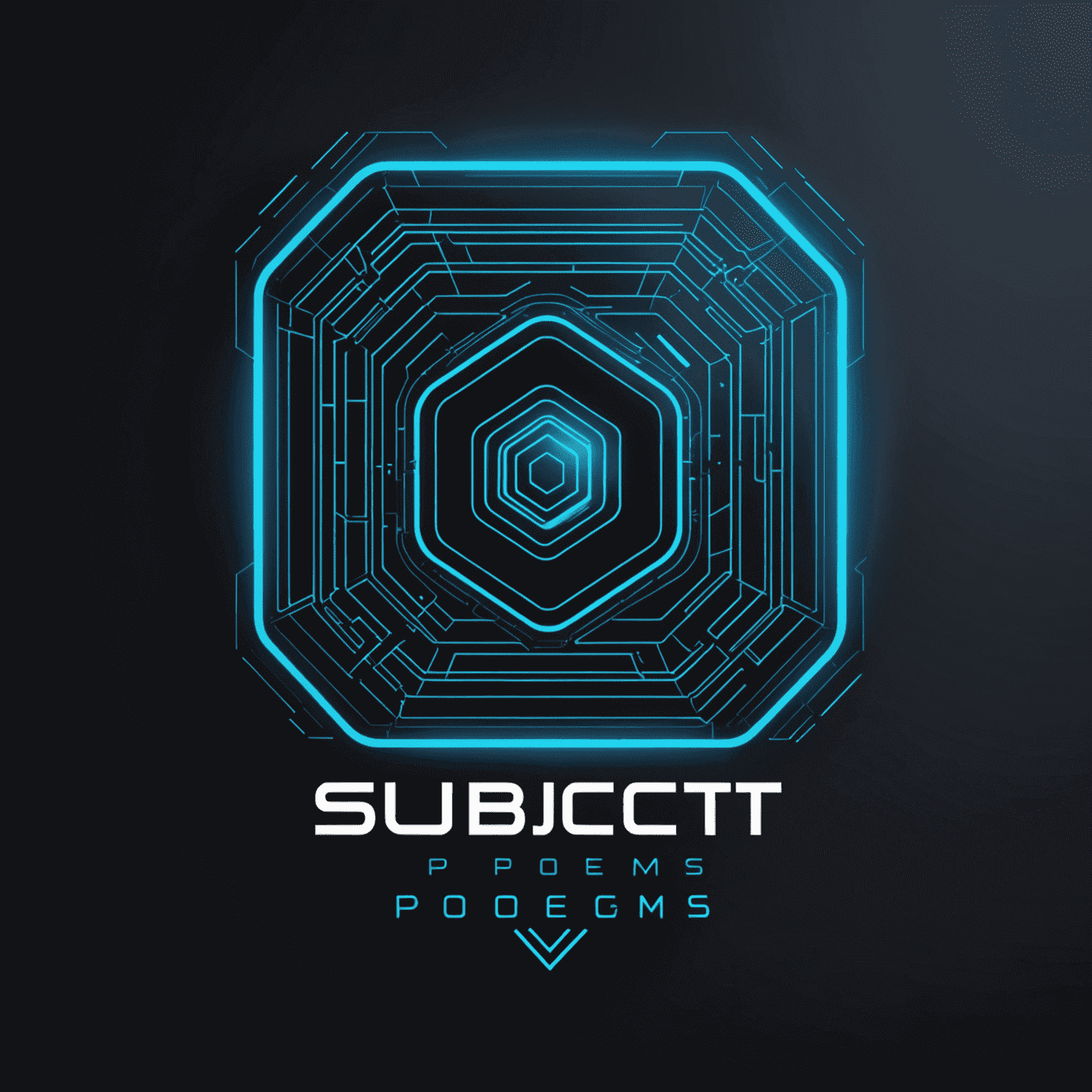 POEMS Platform logo - A futuristic cyber-grid design with glowing blue edges on a dark metallic background